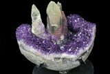 Wide Amethyst Geode With Large Calcite Crystals - Uruguay #107704-3